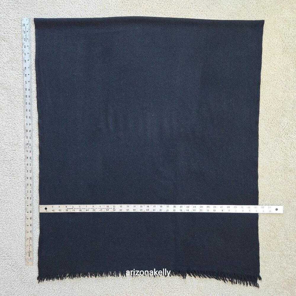 Large Wool Woven Wrap Scarf Black - Picture 4 of 9